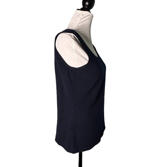 Neiman Marcus Cashmere Sweater Tank Top Navy Size Large - Picture 4 of 9